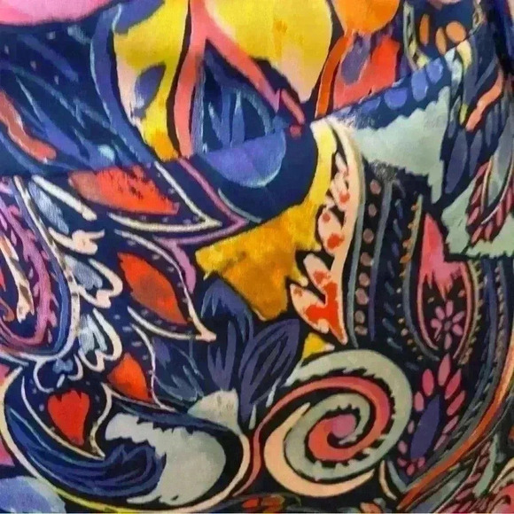 Laundry by Shelli Segal Womens Satin Wrap Dress Size 8 Multi colored Ruffle Hem - Picture 12 of 14